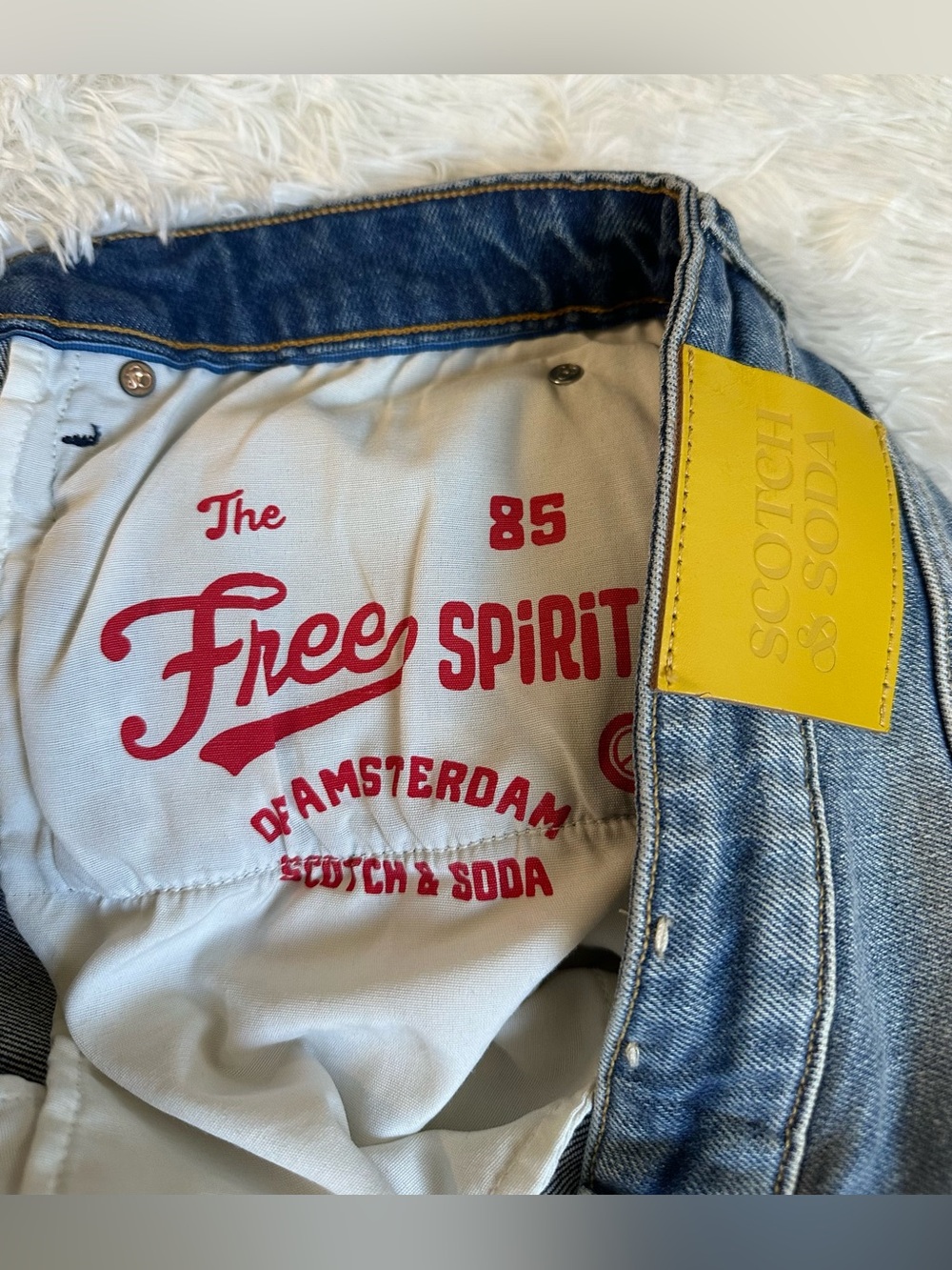 Scotch & Soda "The Zee" Distressed Button Fly Jeans 36x32 Stitch Detail Denim - Picture 5 of 10